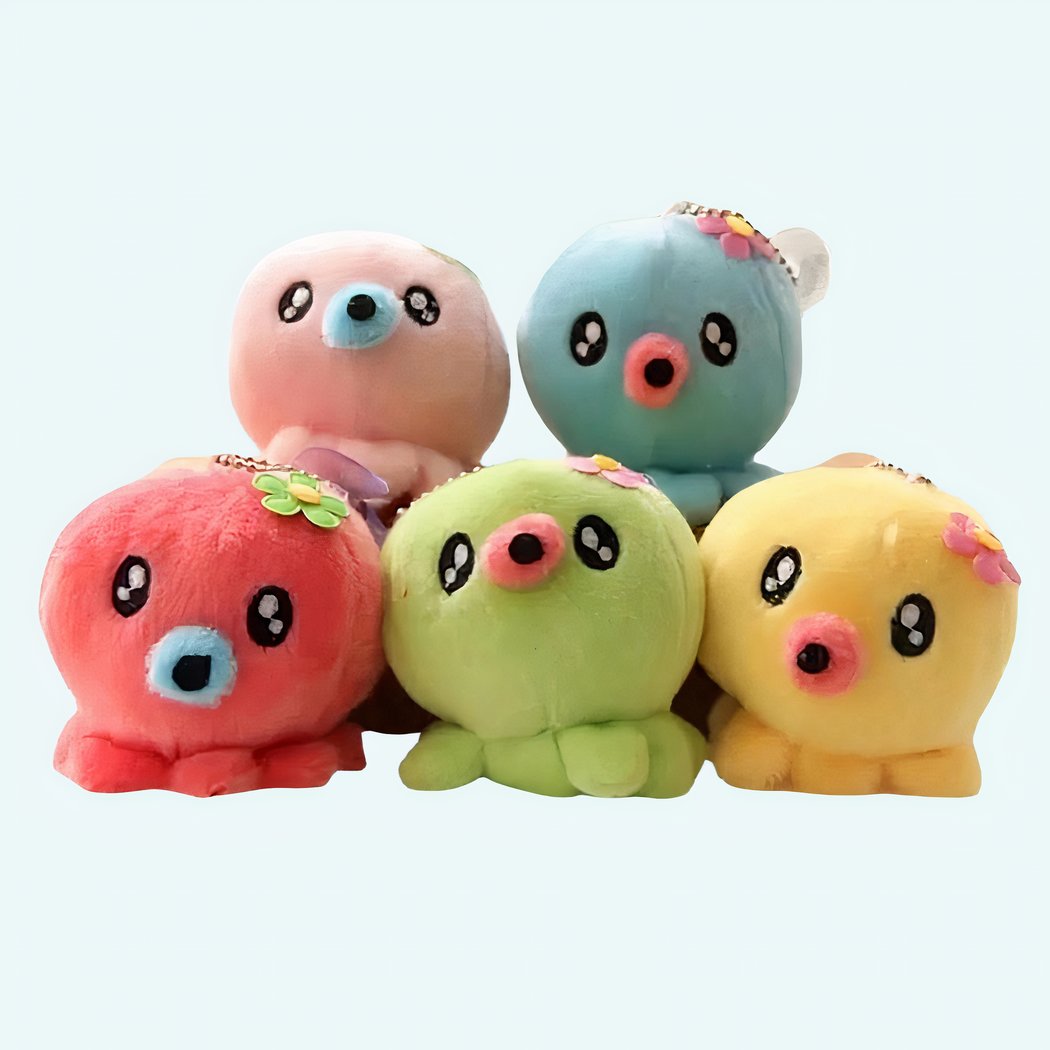 Peluche adorable pieuvre porte-clés verte – Image 2