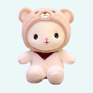 Peluche lapin bonnet ours