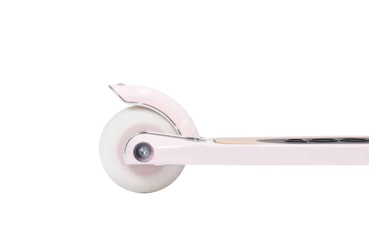 Trottinette vintage rose à trois roues avec panier en osier pour enfants – Image 8